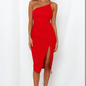 (NWOT) HELLO MOLLY TAKING IT BACK DRESS RED